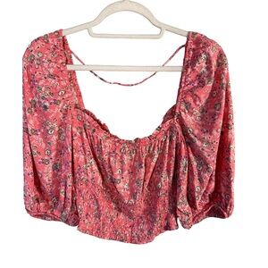 AFRM Floral Blouse in Pink and White Size M Boho Cottagecore Festival Romantic